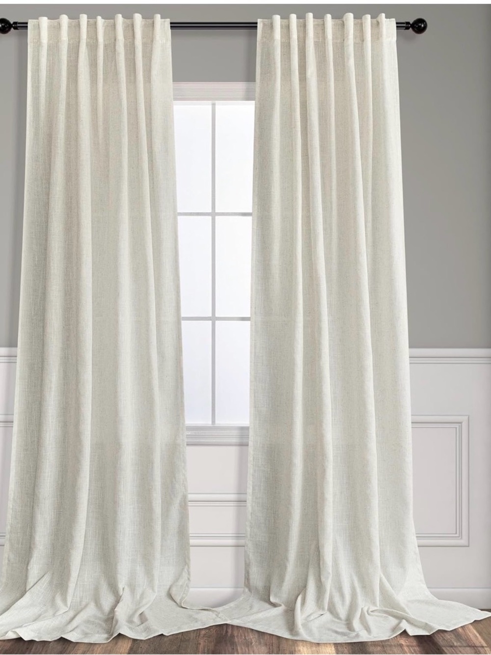 New Pitalk back tab linen blend sheer Curtains Natural 60X90In Long 2 Panels
